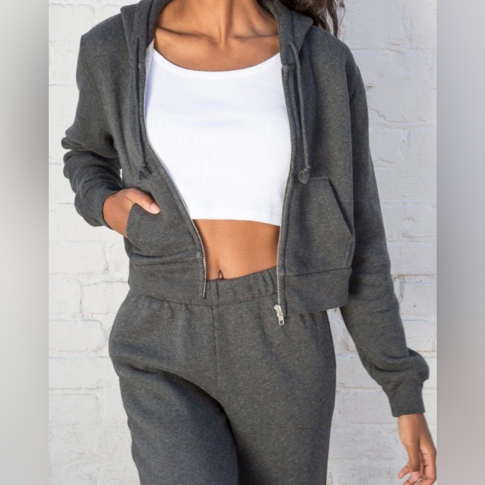 brandy melville charcoal grey zip up hoodie